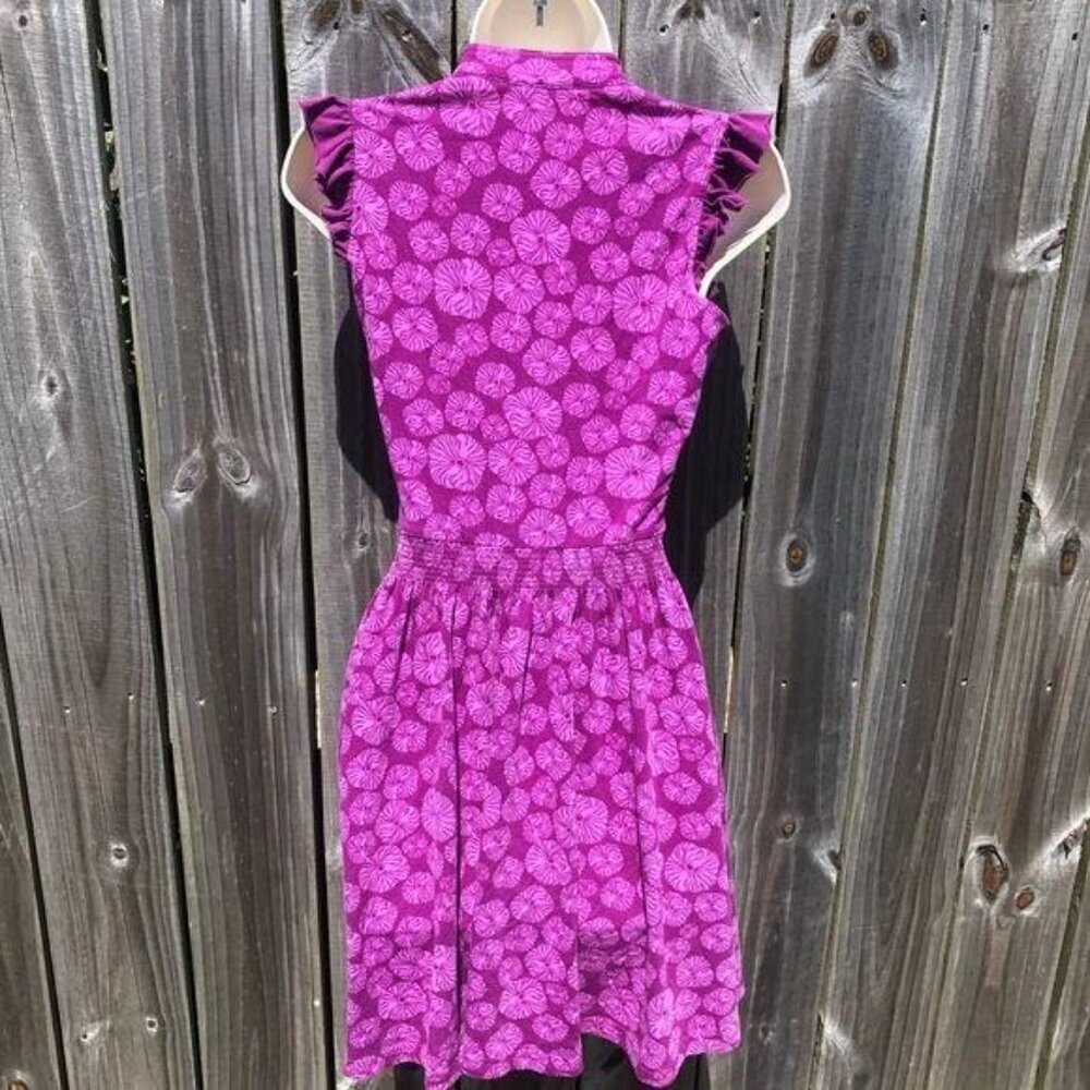 Matilda Jane Dress XS Mini Magnolia Purple Short Sleeve Ruffle Floral Henley - Picture 6 of 7